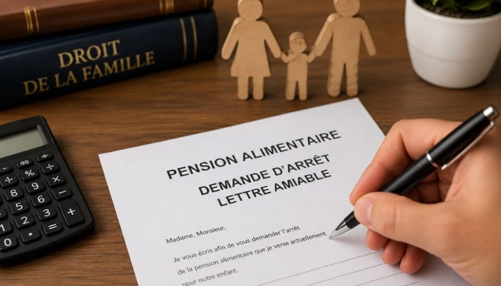 lettre amiable arrêt pension alimentaire